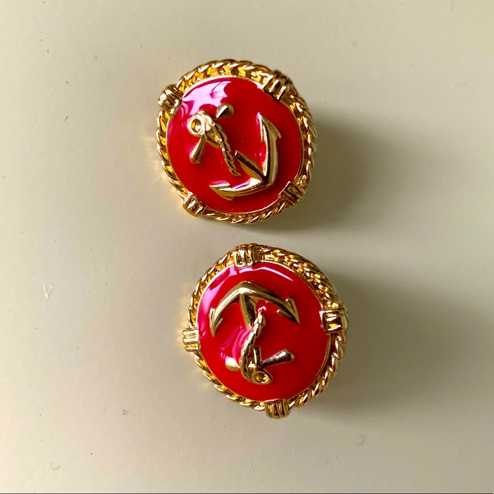 Vintage anchor clip earrings